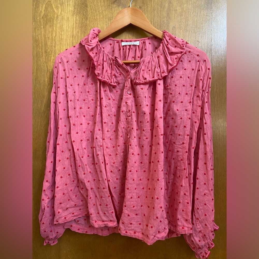 Doen Jemma Top XS Tea Rose Swiss Dot